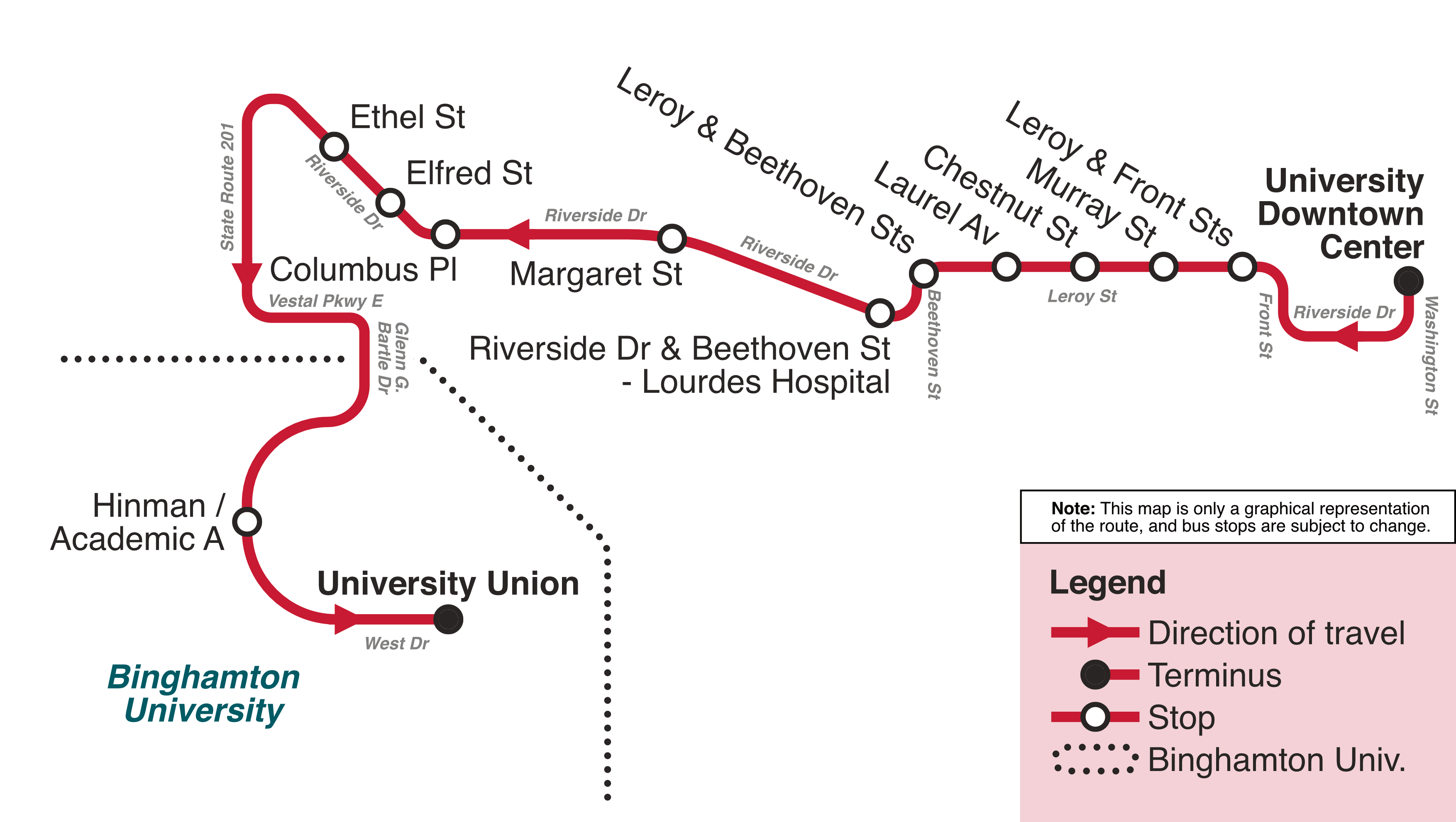 Downtown Center-Leroy St Outbound Route Map