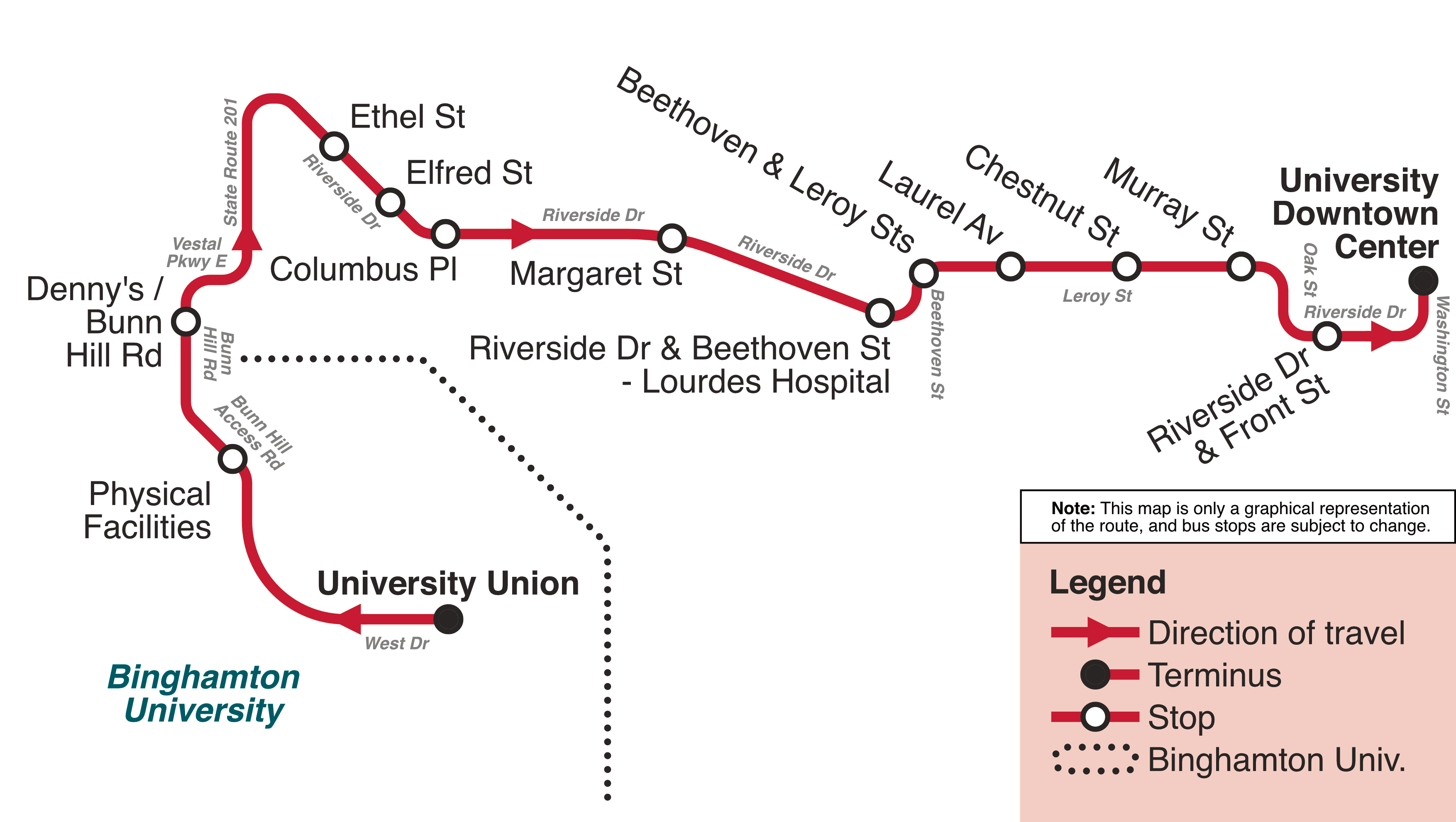 Downtown Center-Leroy St Outbound Route Map