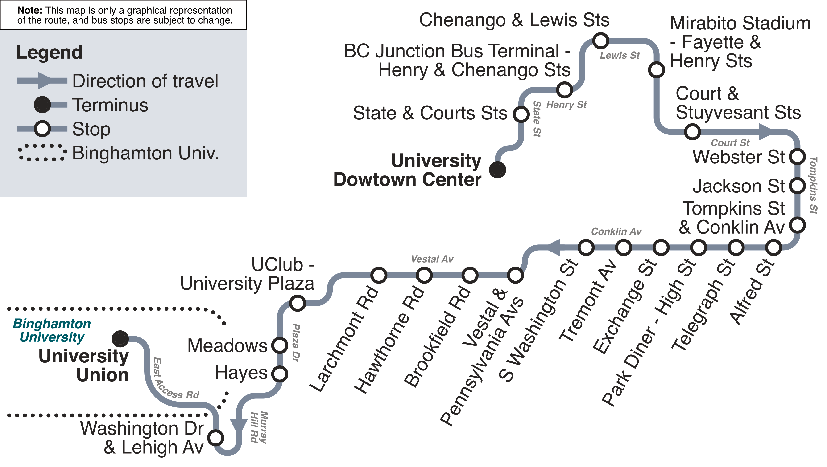 Downtown Southside Inbound Route Map