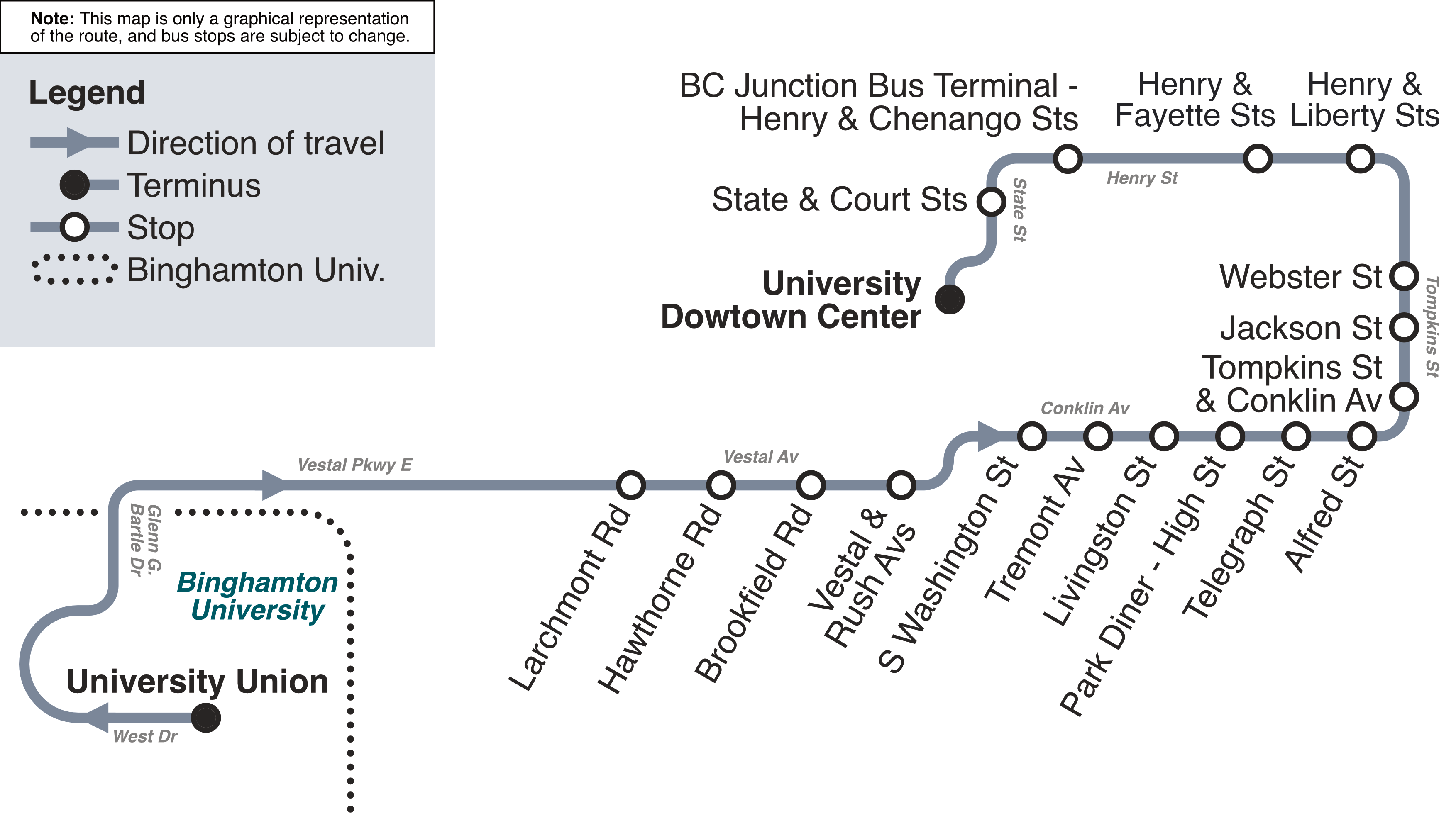 Downtown Southside Outbound Route Map