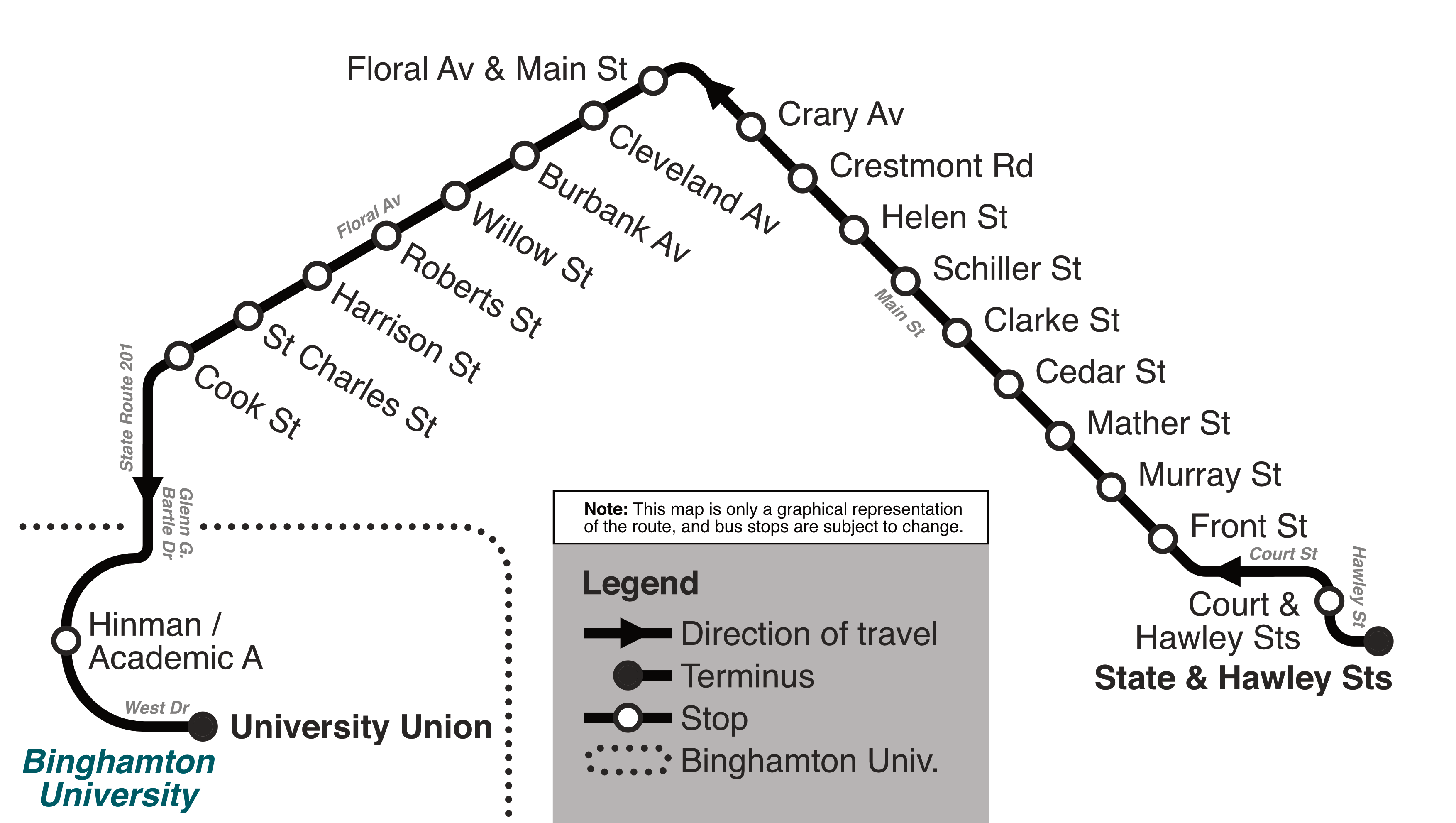 Late Nite Westside Inbound Route Map