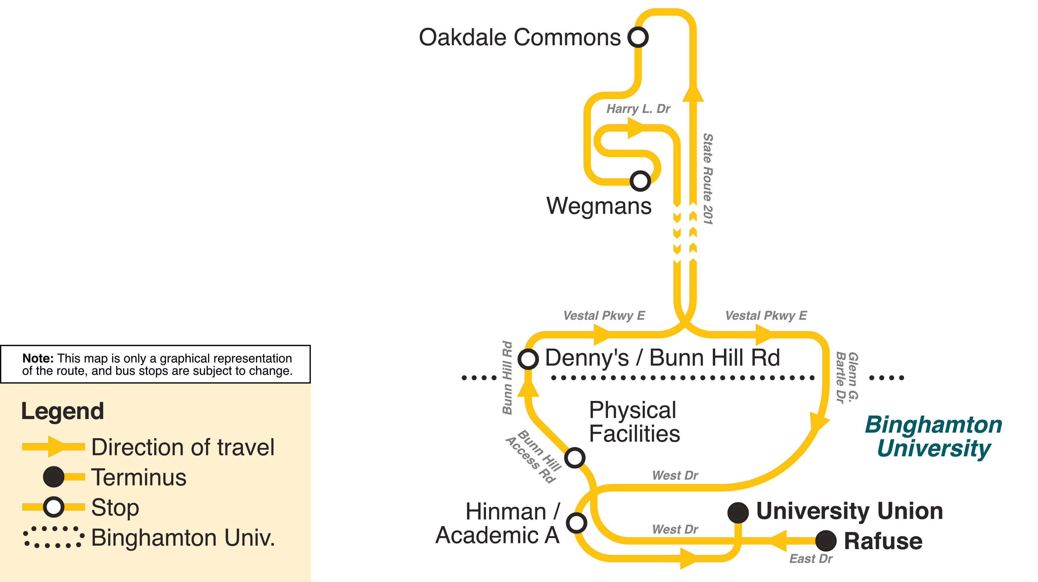 Oakdale Commons Shuttle Route Map