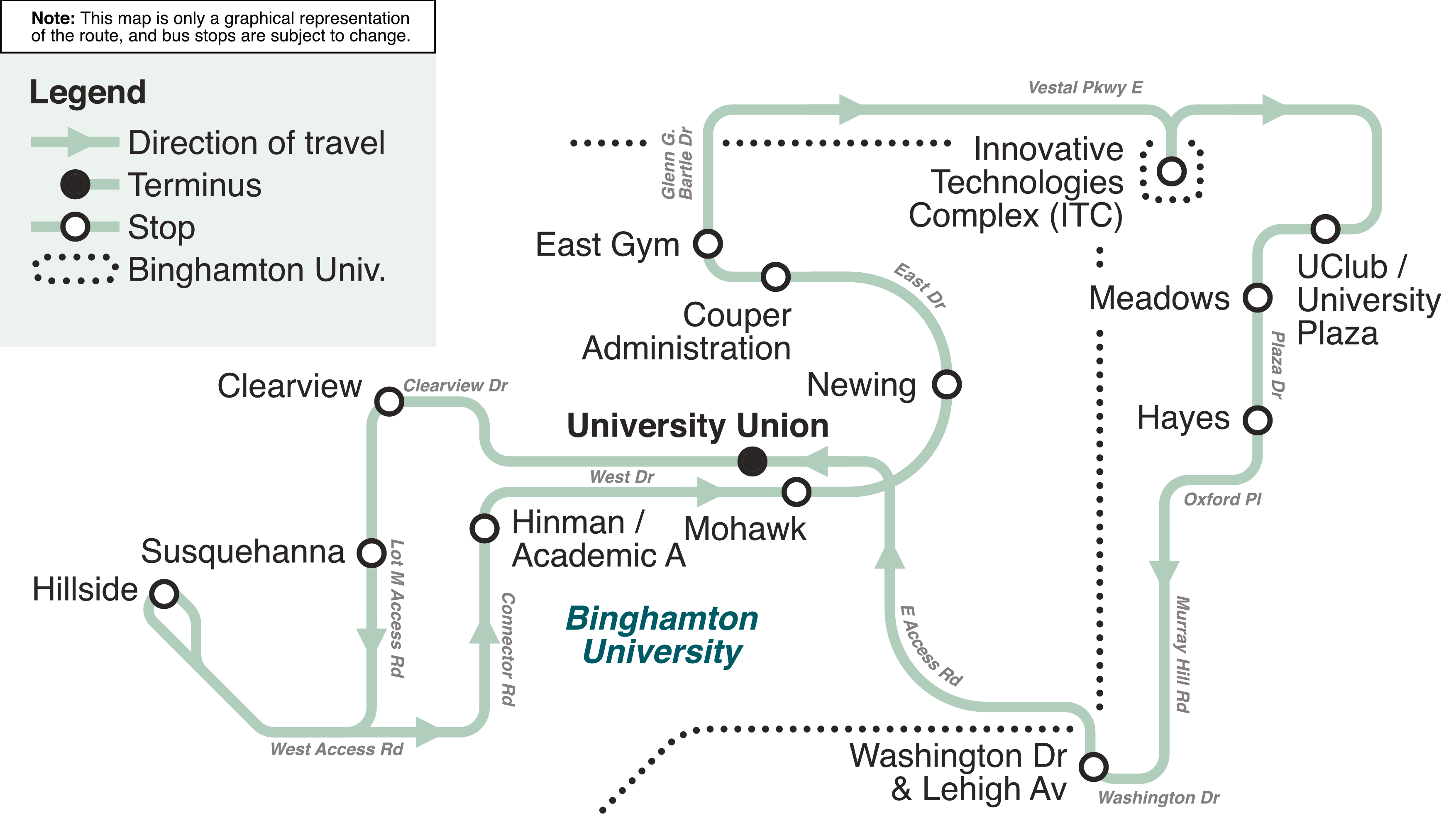 Residential-ITC-UClub Shuttle Route Map